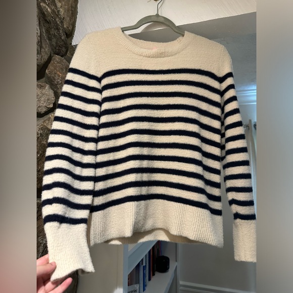 LOFT Cream and black Striped Cozy Fuzzy Sweater Size XS. Excellent condition. - Picture 7 of 8